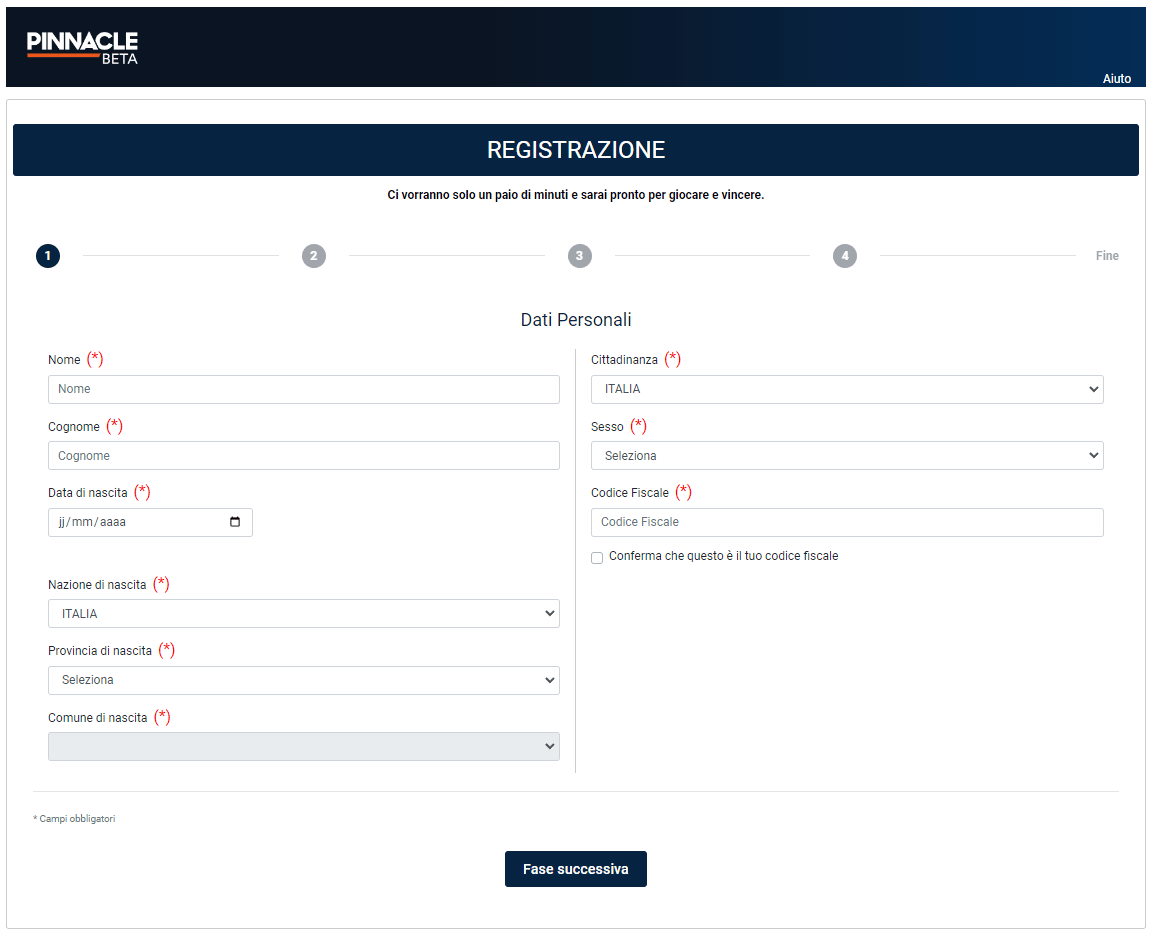 Codice promo pinnacle