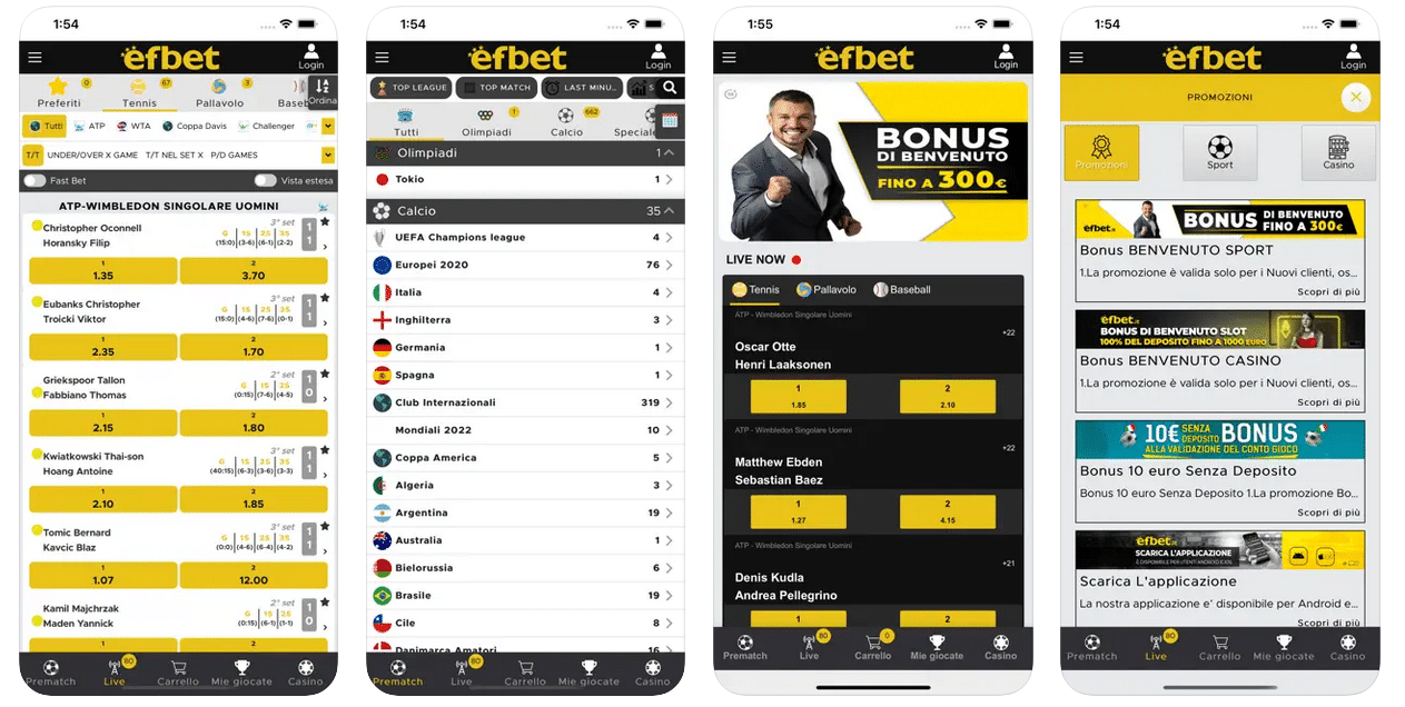 App Efbet scommesse