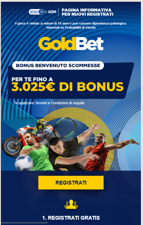 goldbet app bonus benvenuto
