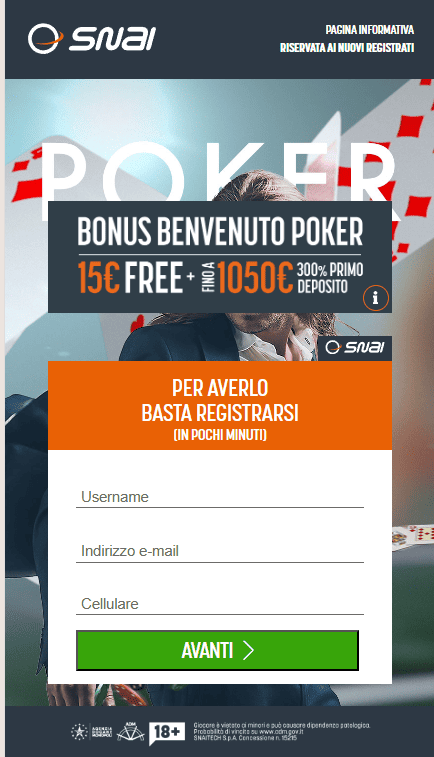 codice bonus snai poker