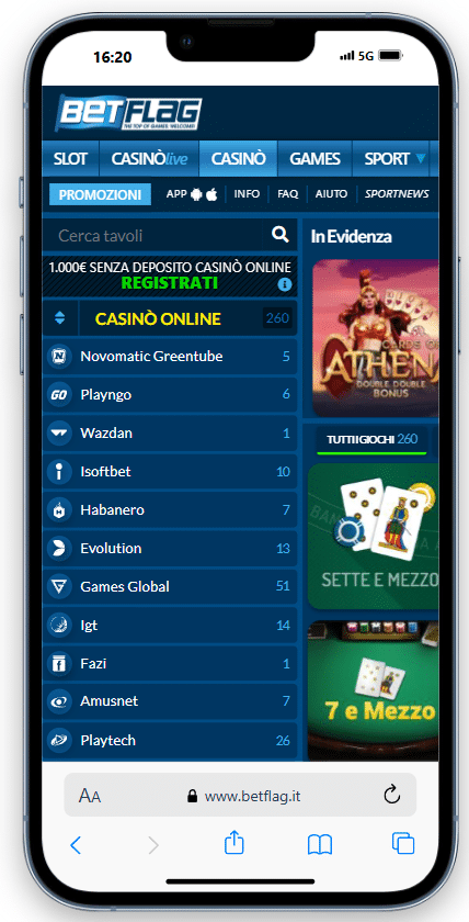 betflag diretta casino live